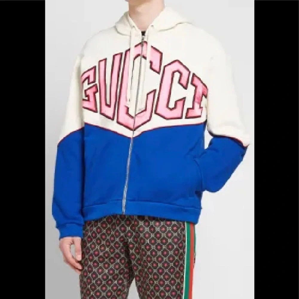 Gucci Multi Color Hooded Sweatshirt With Gucci  Embroidery Sz S - Picture 5 of 11